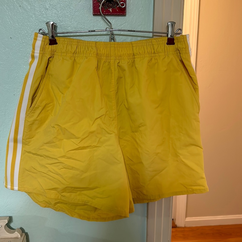 Yellow adidas shorts